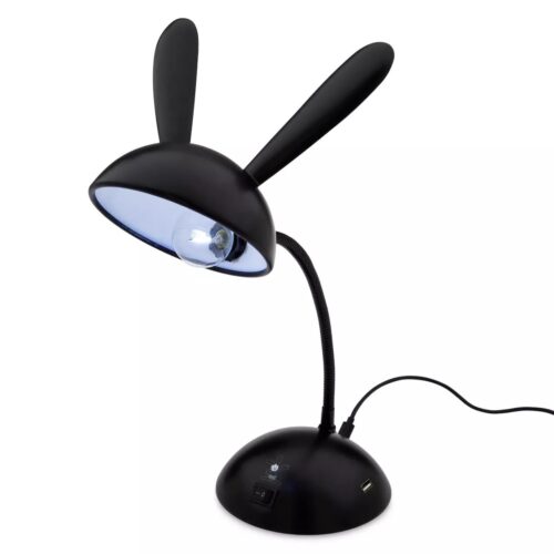 Black desk lamp with rabbit ears