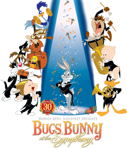 Logo for Bugs Bunny at the Symphony featuring Looney Tunes characters