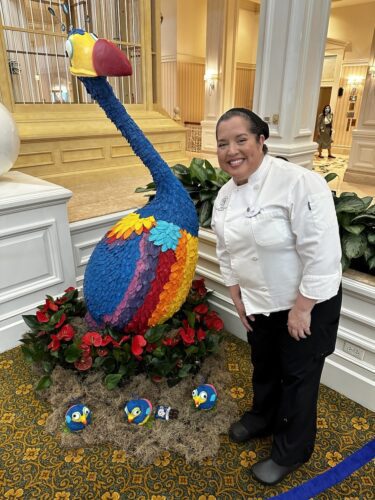 Pastry Chef Assistant Fabi Vidal with her Kevin creation