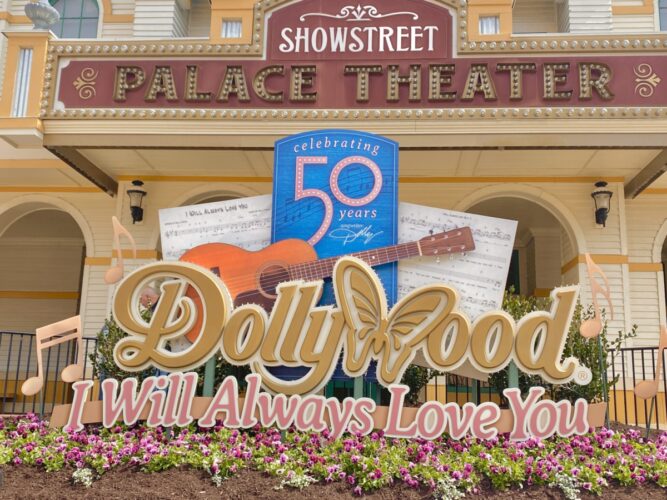 Dollywood decorated for the I Will Always Love You Celebration