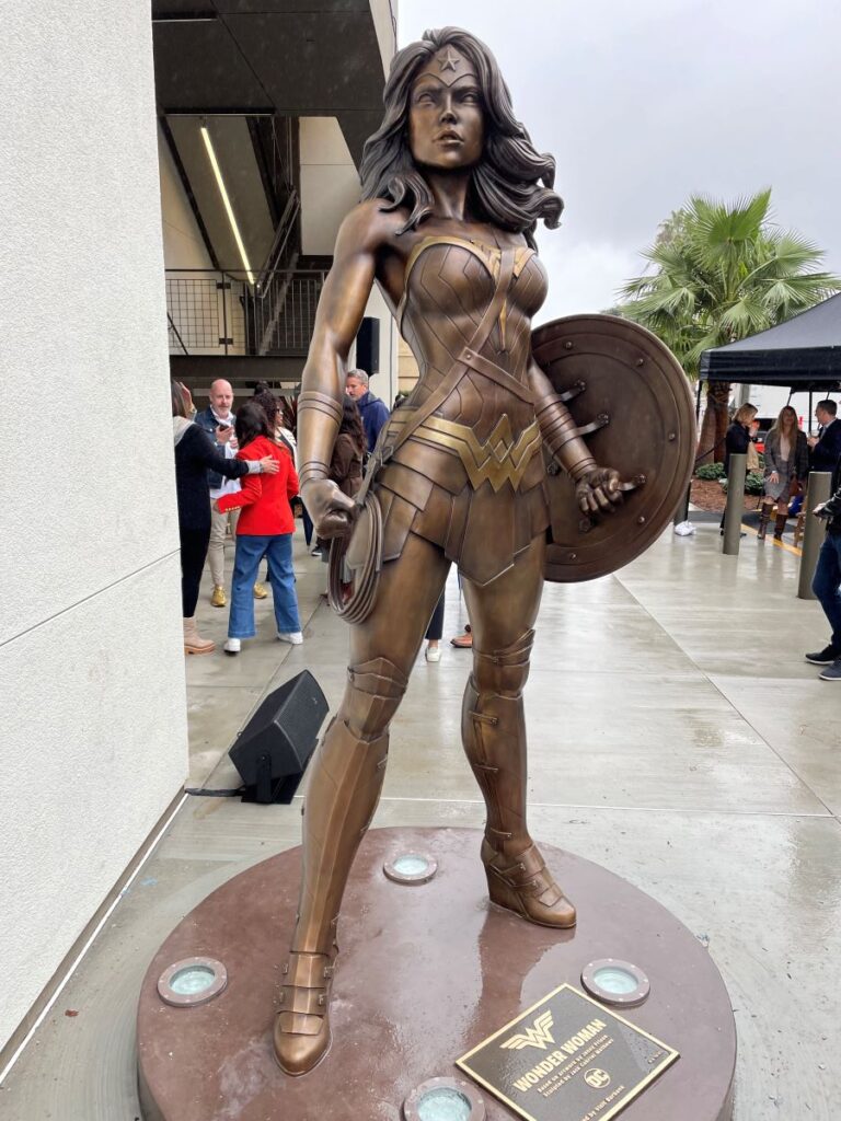 Wonder Woman statue makes her debut at Warner Bros. in Burbank, California