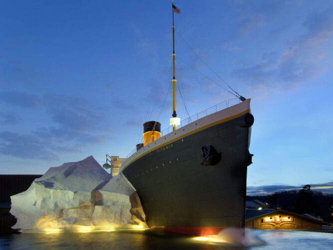 Titanic ship museum at sunrise