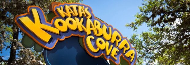 Kata's Kookaburra Cove sign at Aquatica San Antonio