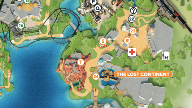 The Lost Continent map at Universal Islands of Adventure
