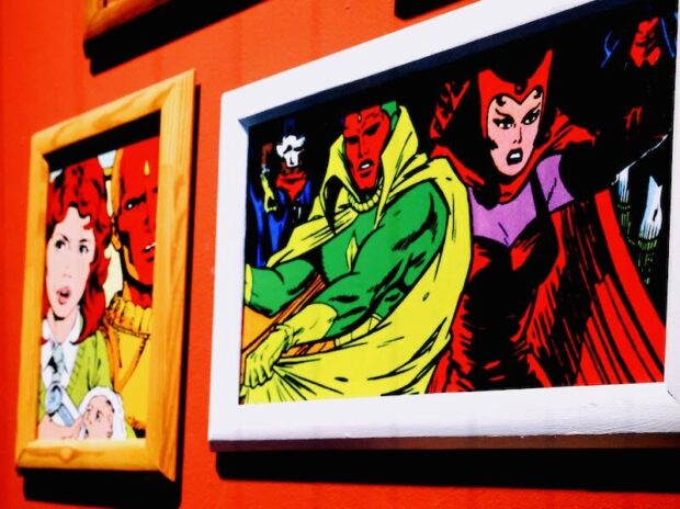 Vision and Scarlet Witch artwork at Marvel Universe of Super Heroes