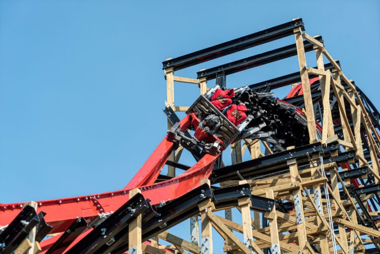 Wildcat's Revenge roller coaster first test run through underflip