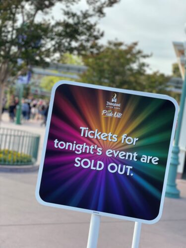 Pride Nite sign saying sold out