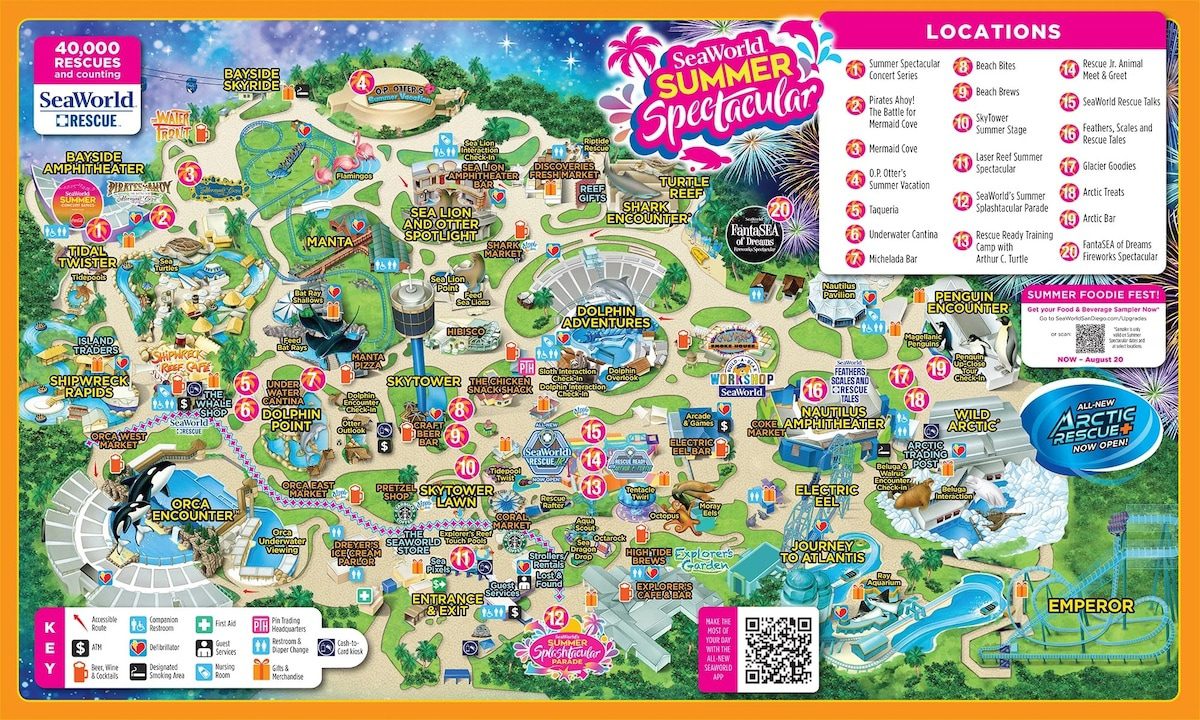 Summer Spectacular 2023 map for SeaWorld San Diego