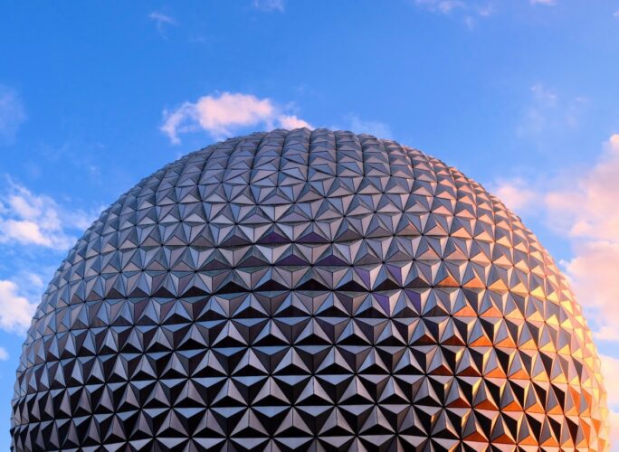 Spaceship Earth at sunset