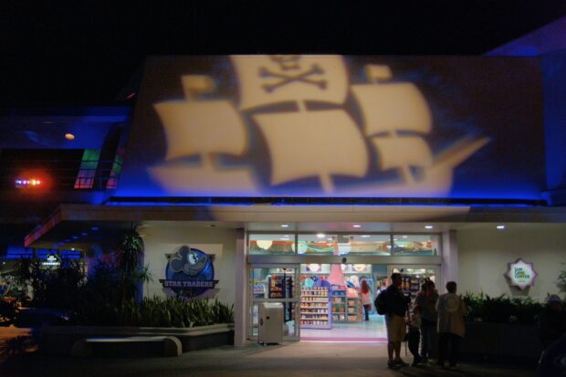 Tomorrowland projection during Mickey's Pirate & Princess Party