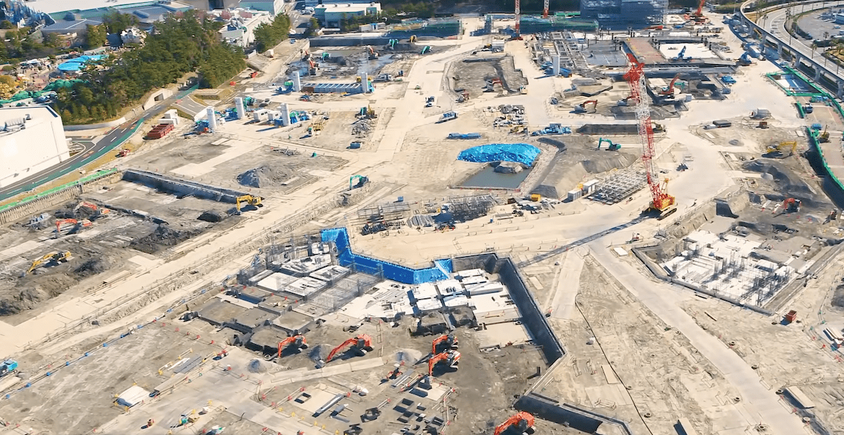 Tokyo DisneySea expansion aerial construction