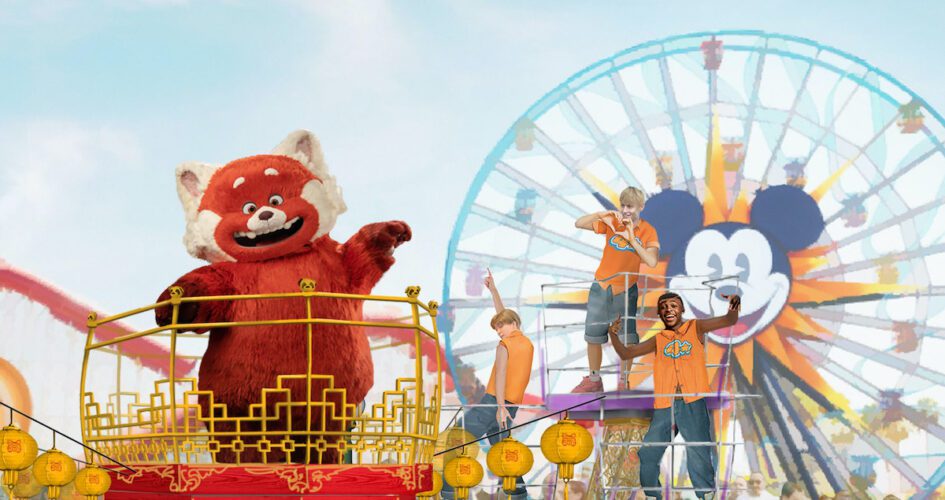 Turning Red in Pixar parade at Disneyland 2024