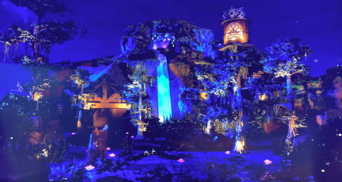 Tiana's Bayou Adventure nighttime rendering