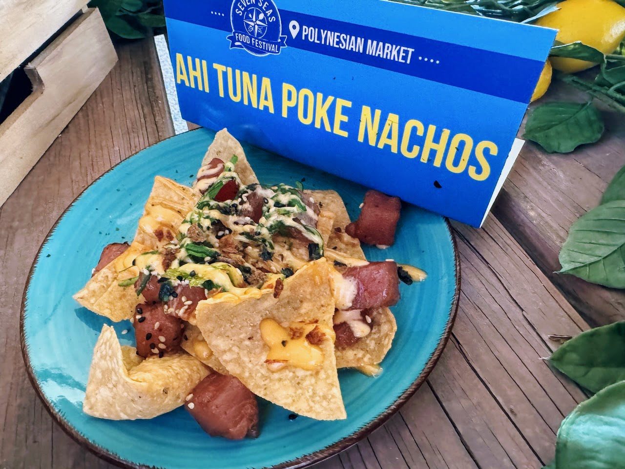 Ahi tuna poke nachos at SeaWorld Orlando Seven Seas Food Festival 2024