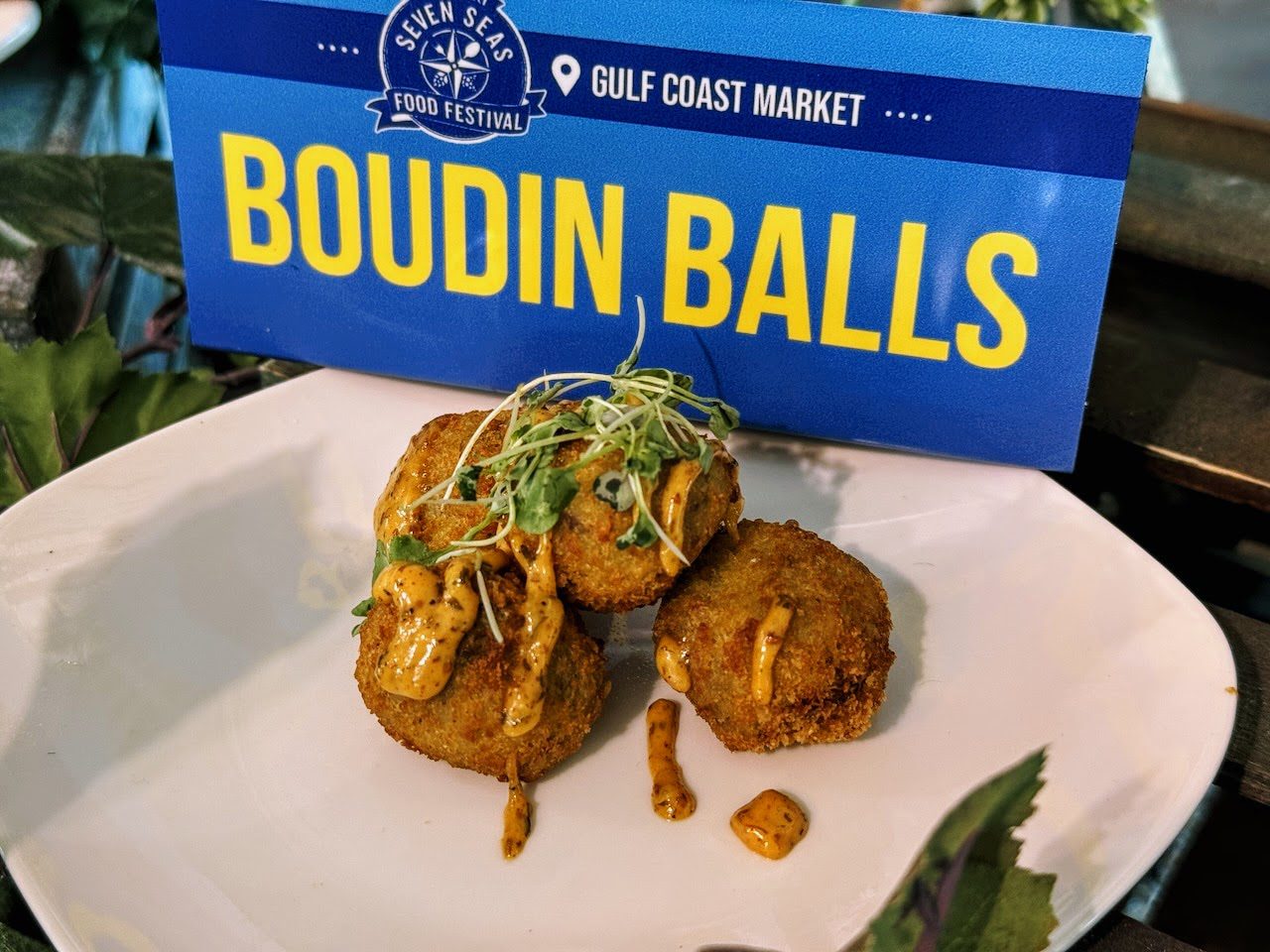 Boudin balls at SeaWorld Orlando Seven Seas Food Festival 2024