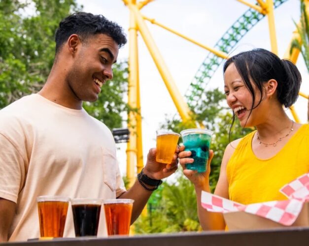 Couple toasting drinks at Busch Gardens Tampa Bay