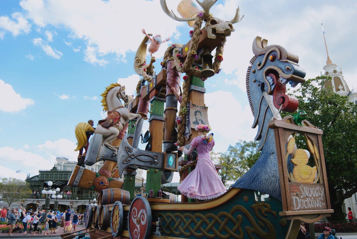 Tangled float in Disney Festival of Fantasy at Magic Kingdom
