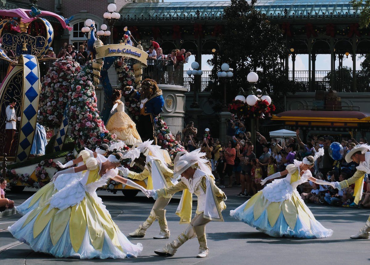 Swan court in Disney Festival of Fantasy Parade at Magic Kingdom