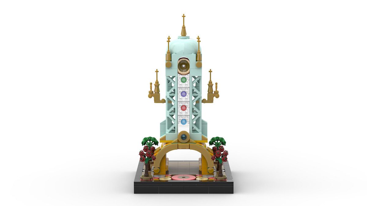 Epic Universe Chronos Tower made with Lego bricks by Horizoneer Design