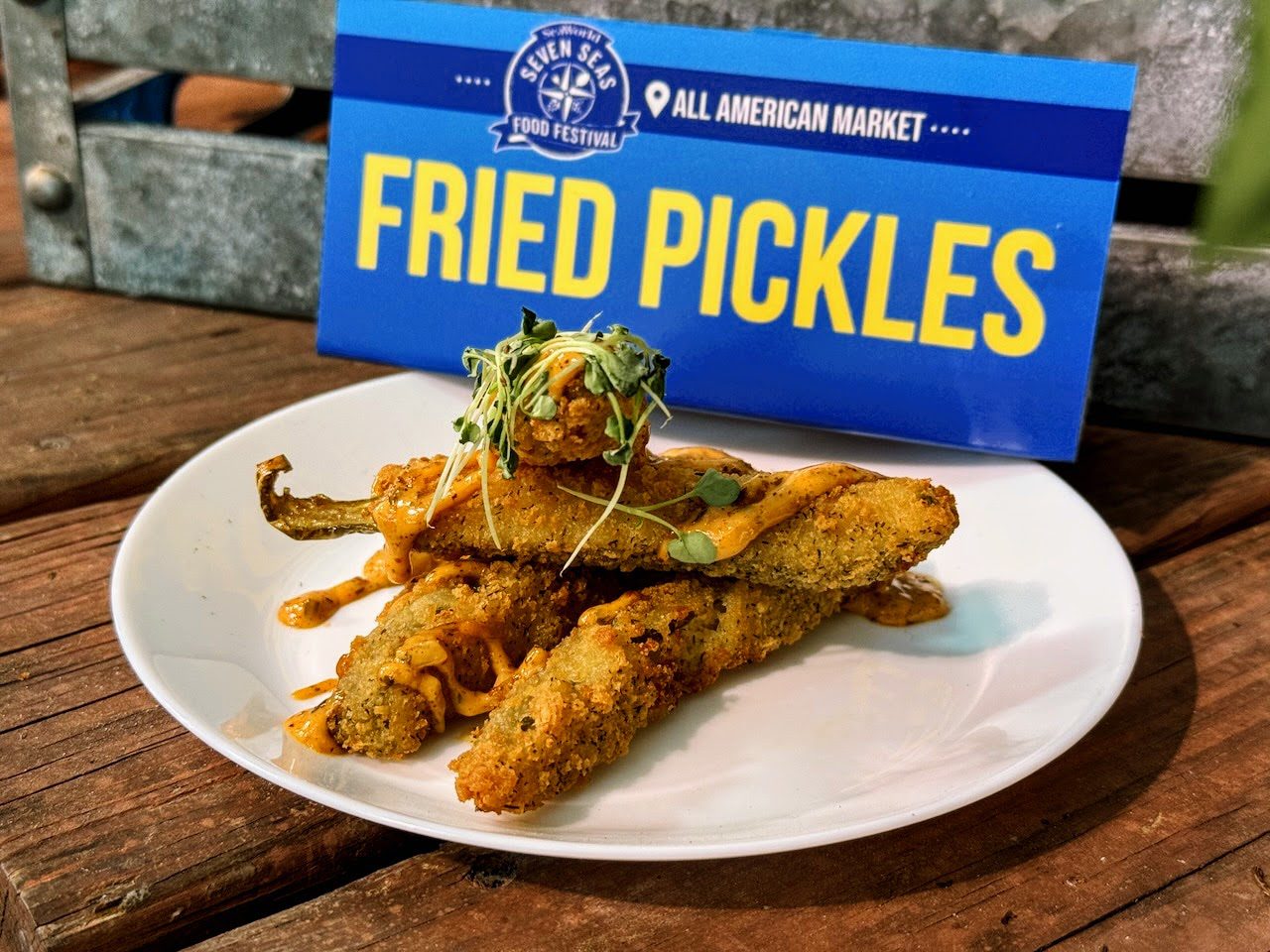 Fried pickles at SeaWorld Orlando Seven Seas Food Festival 2024