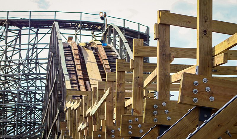 Hurler wooden coaster new track at Carowinds