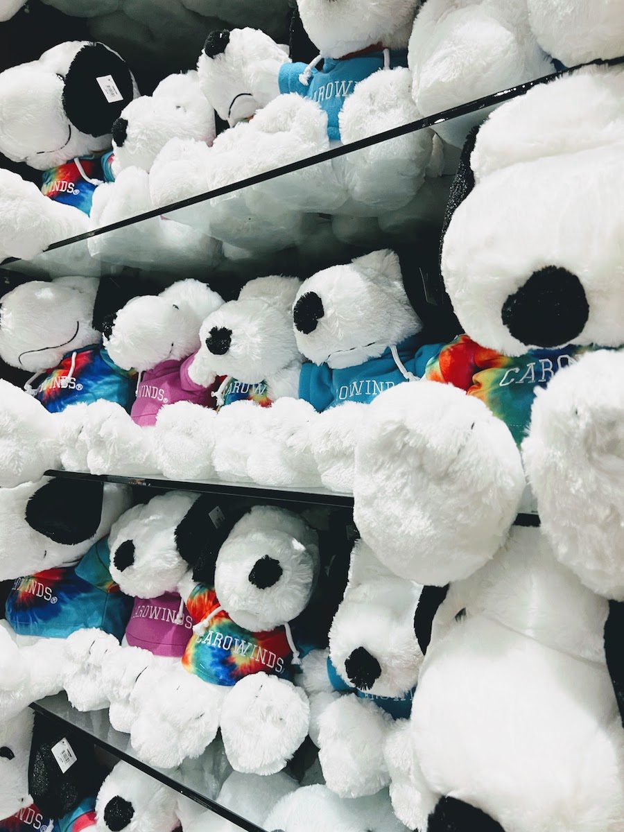 Snoopy plush toys at Carowinds