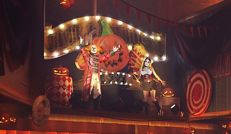 Jack and Chance characters at Las Vegas, Universal Horror Unleashed on stage