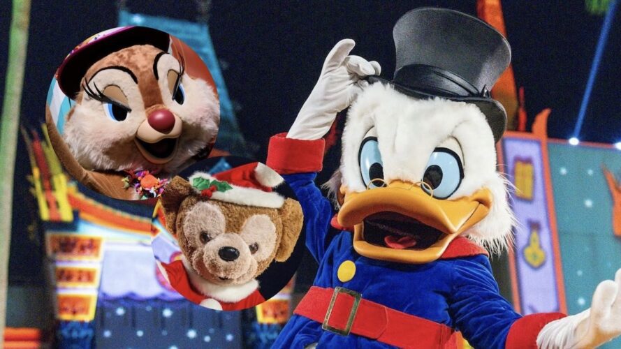 Disney Jollywood Nights characters: Clarice, Duffy, Scrooge McDuck