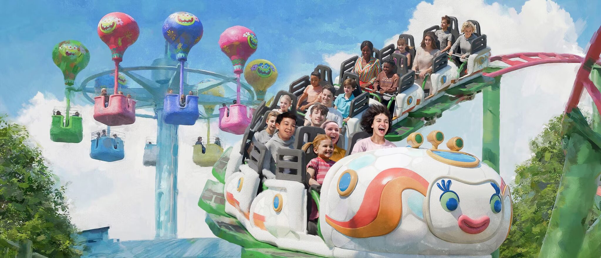 Roller Coasters coming in 2026 - Rhonda's TrollsFest Express at Universal Kids Resort