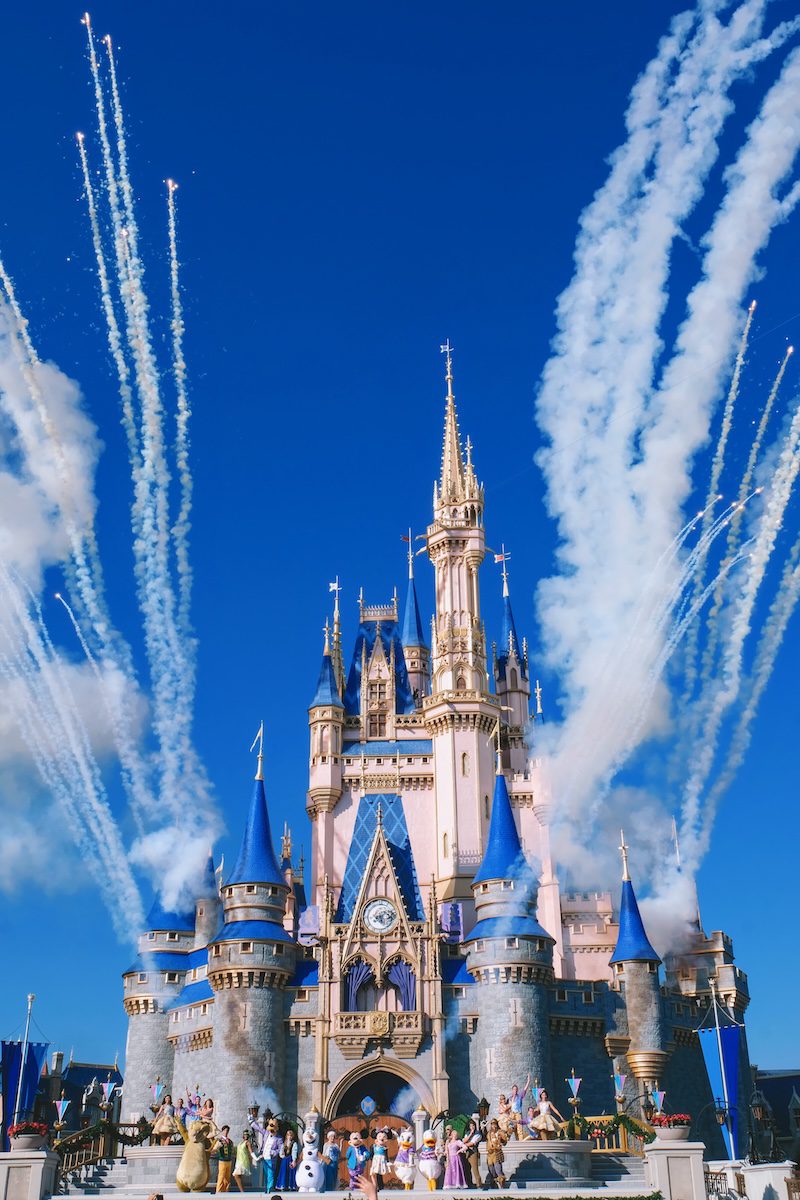 Cinderella Castle with daytime fireworks 