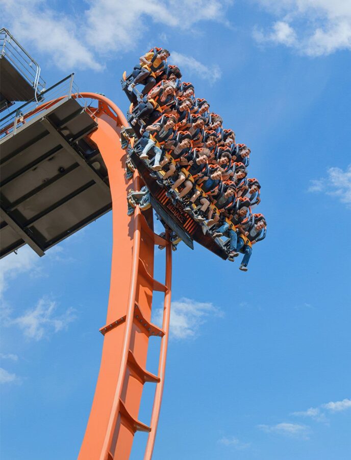 Iron Menace roller coaster dive