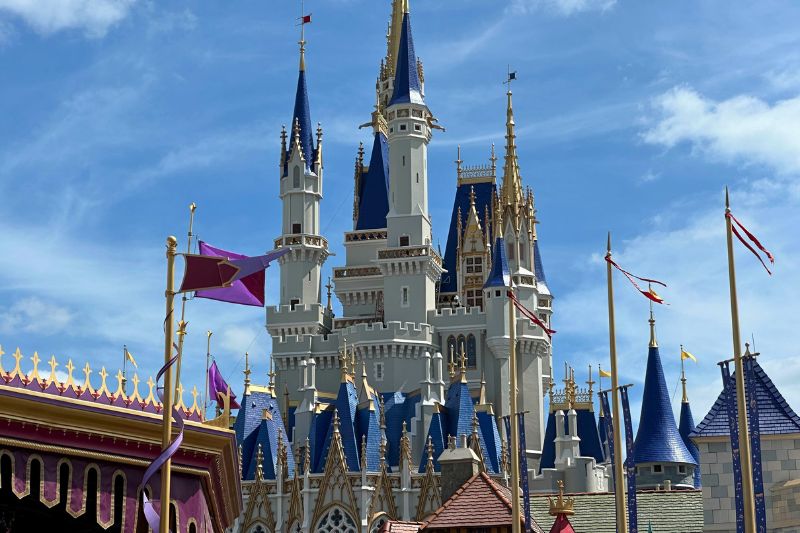 Cinderella Castle paint scheme complete April 2026 view from near carousel 