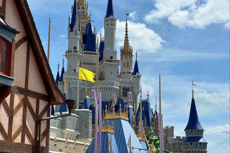 Cinderella Castle paint scheme complete April 2026 view from near carousel Photo by Dani Meyering