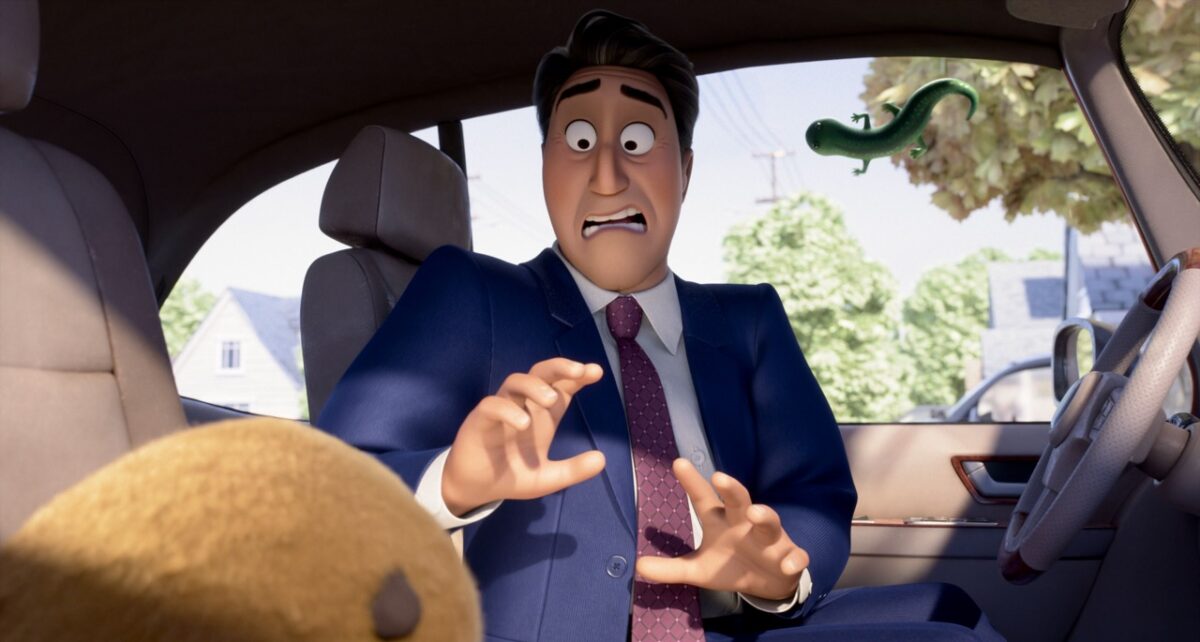 The bad guy mayor encounters a beaver.