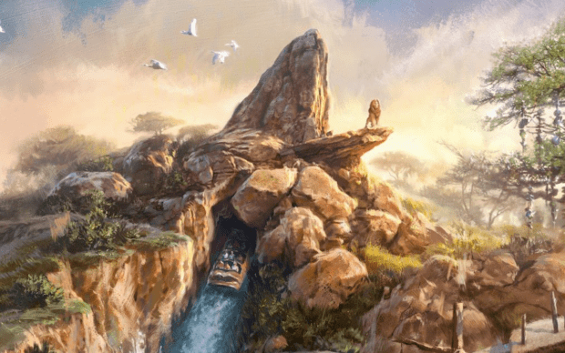 Lion King ride | Concept art, scale model, details of new log flume