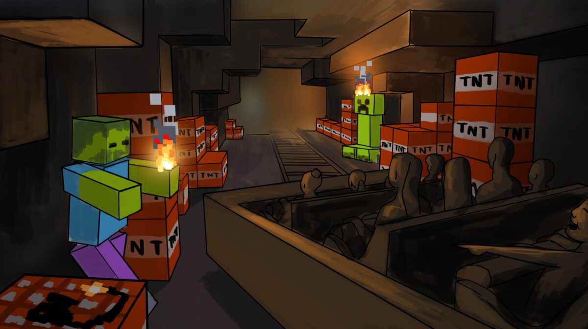 Minecraft world ride concept art 