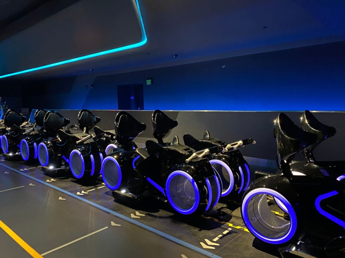 TRON Lightcycle Run Ride Vehicle in load station