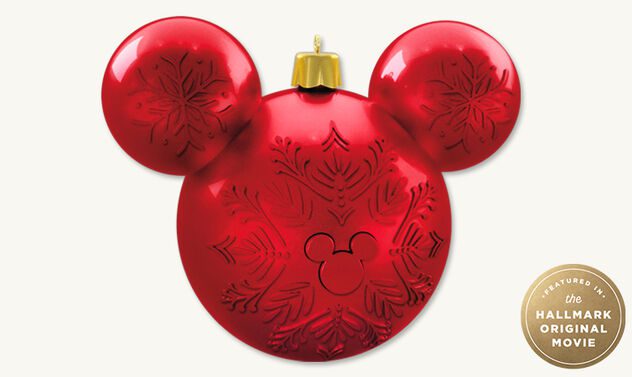 mickey mouse icon red with snowflake hallmark movie ornament