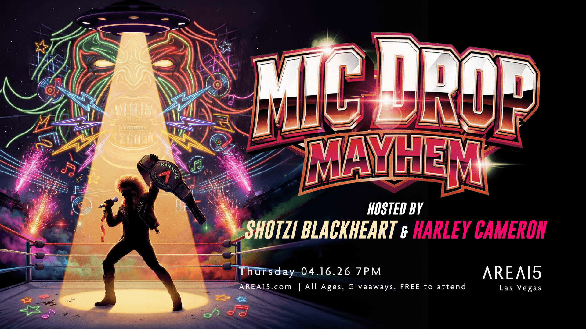 graphic for area15 mic drop event wrestlemania 42 las vegas 