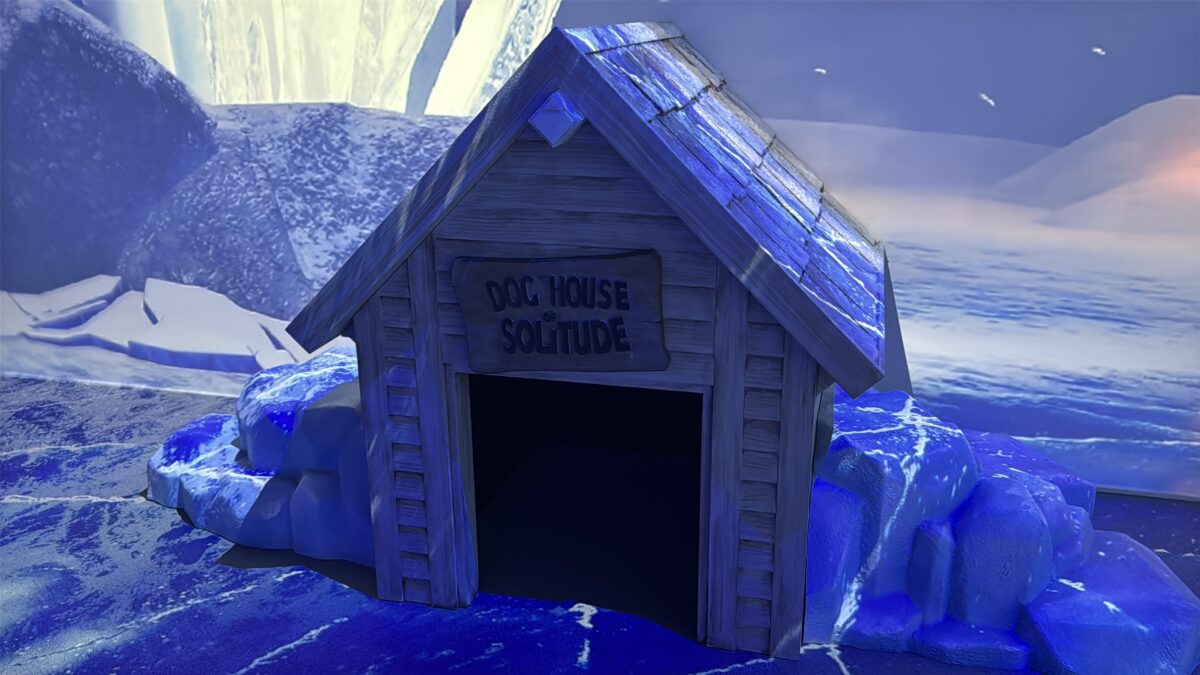 A Doghouse labeled Krypto's Doghouse of Solitude