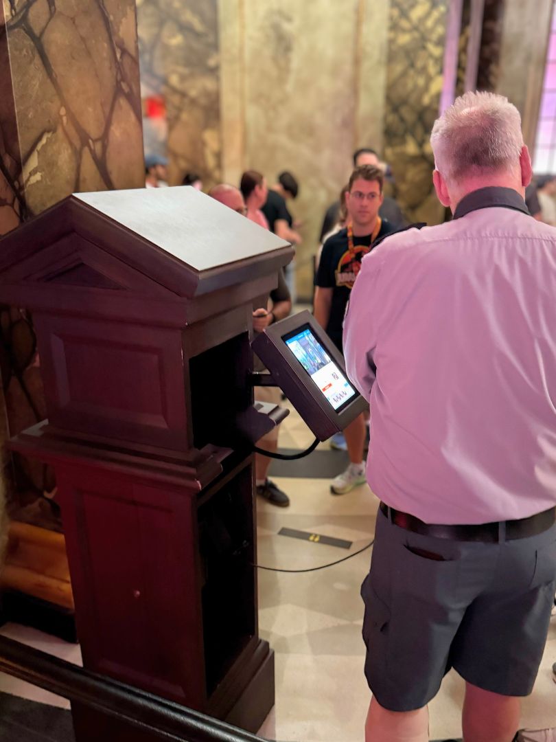 Express validation machines at Escape from Gringott's attraction Universal Studios Florida 