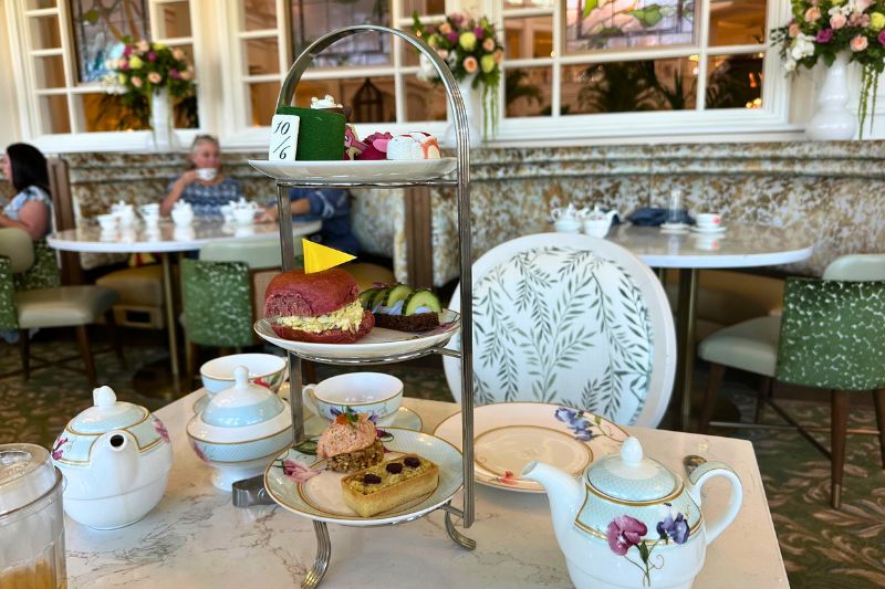 Grand Floridian afternoon tea tower with food items