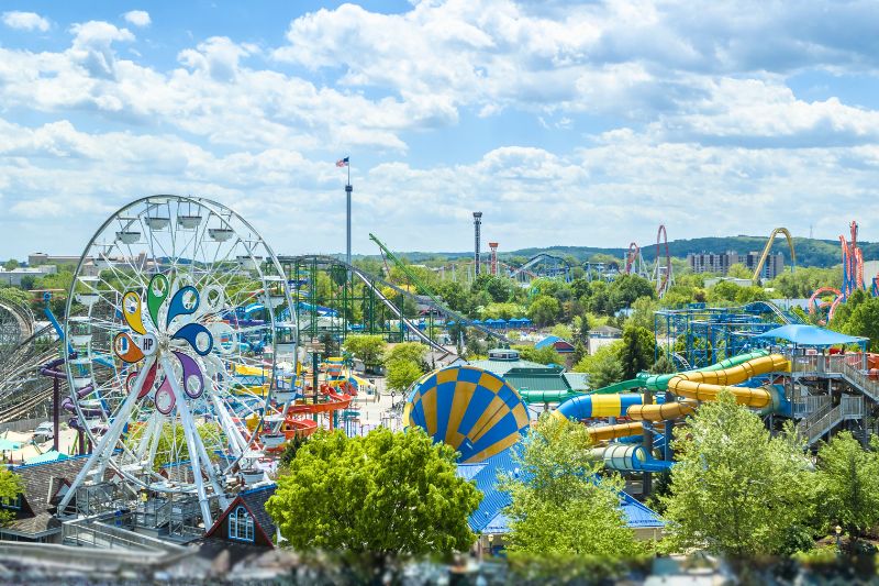 Herysheypark aerial photo with ferris wheel and rides
Photo provided by Hersheypark