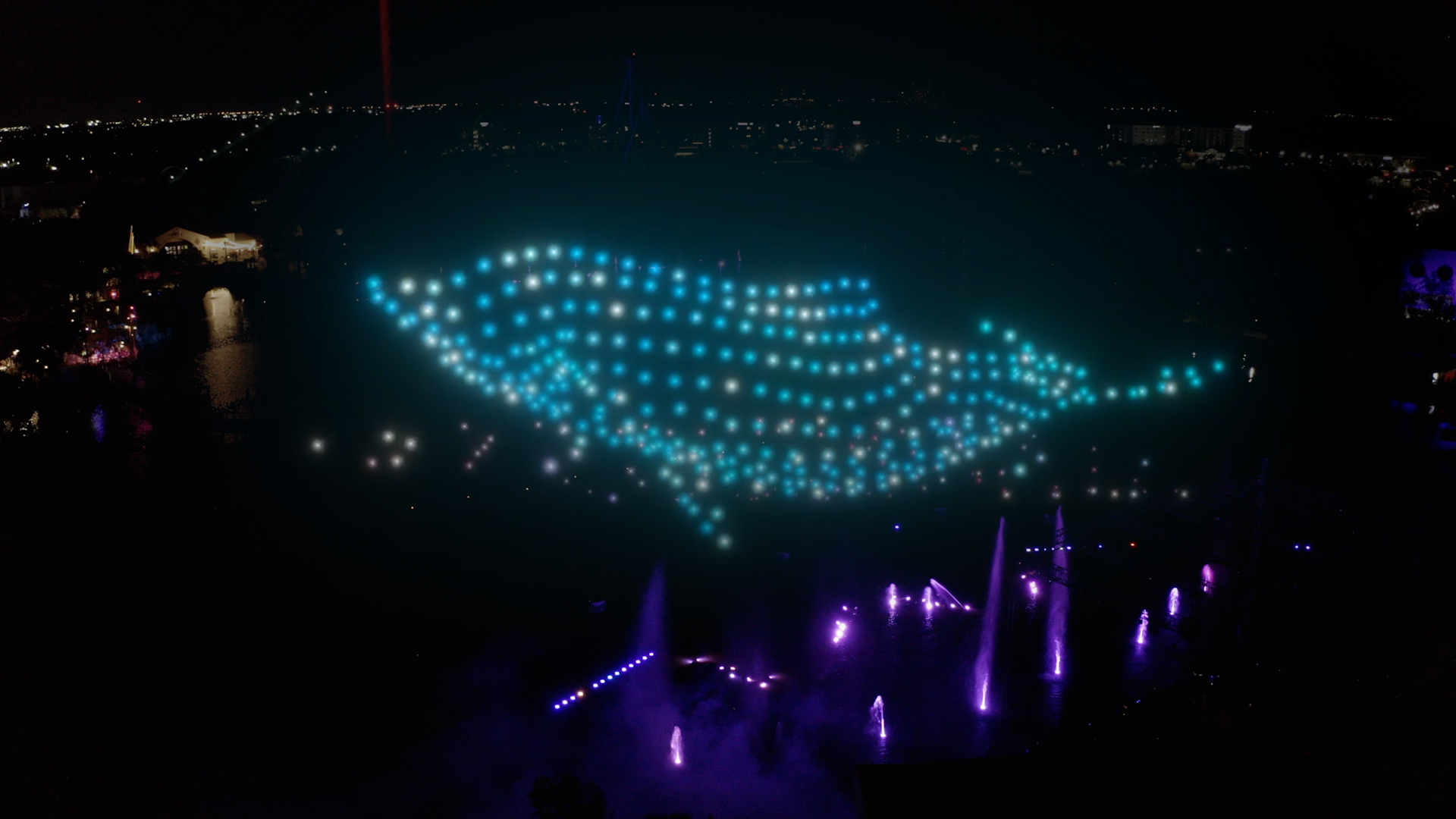 dolphin drones in nighttime sky