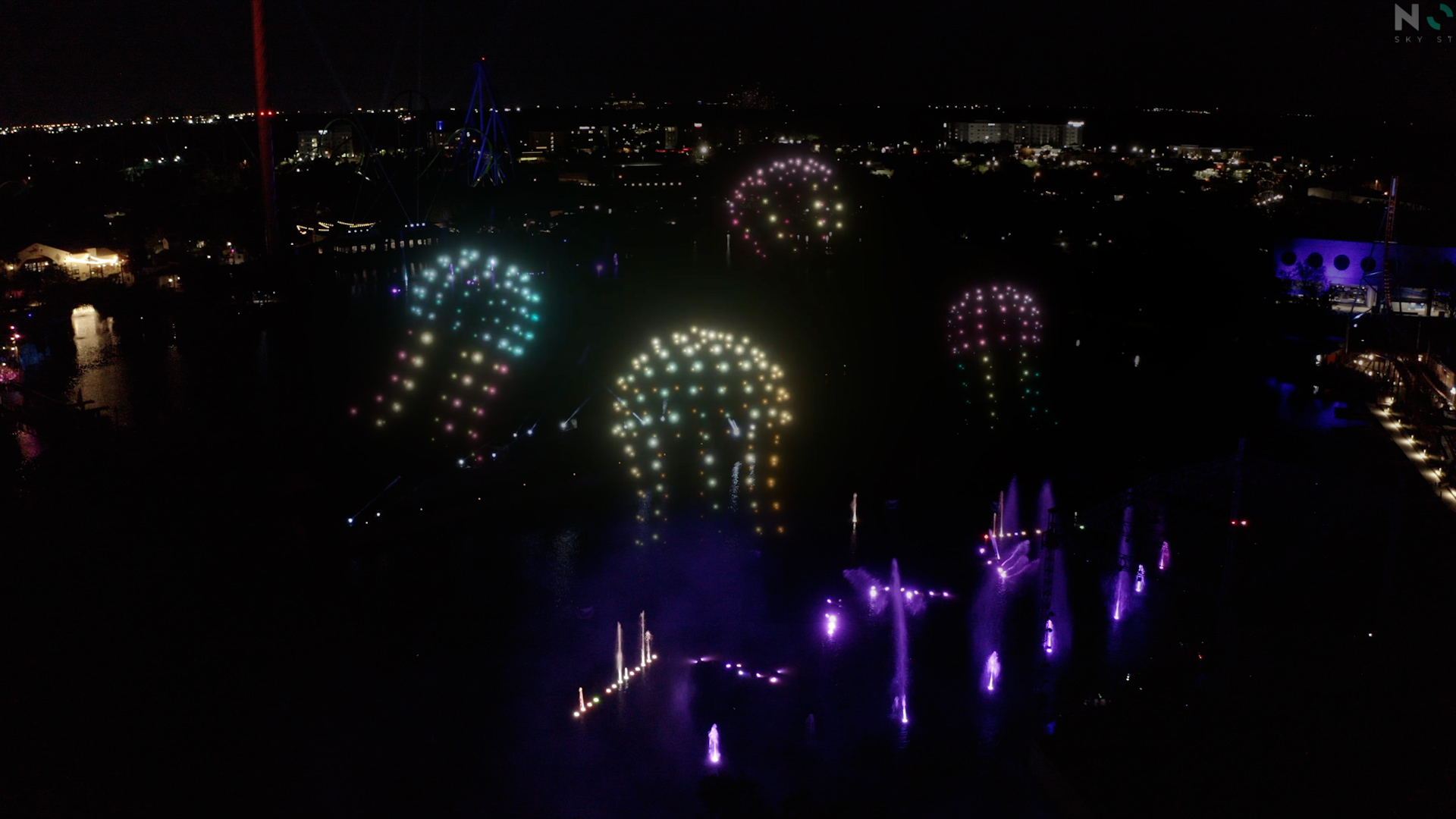 jellyfish drones in nighttime sky