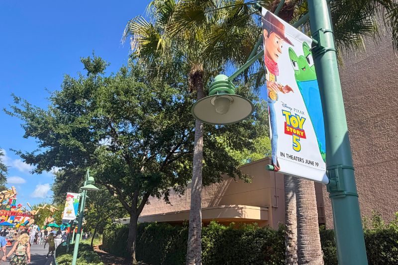 Toy Story 5 banners at Toy Story Land Disney's Hollywood Studios 