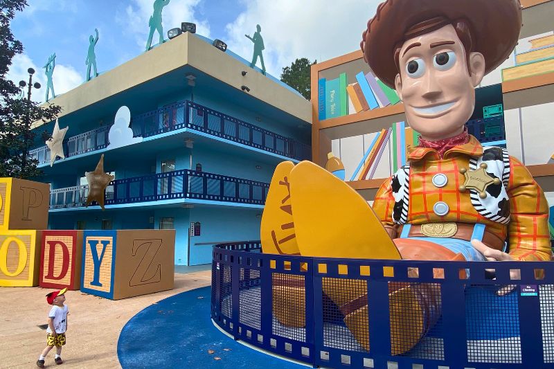 Toy Story section Disney's All Star Movies Woody statue