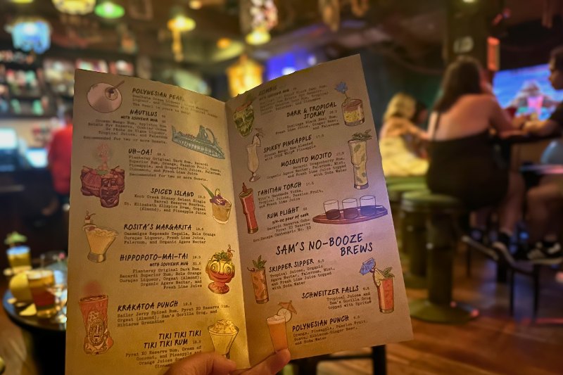Trader Sam's Grog Grotto drink menu April 2026 