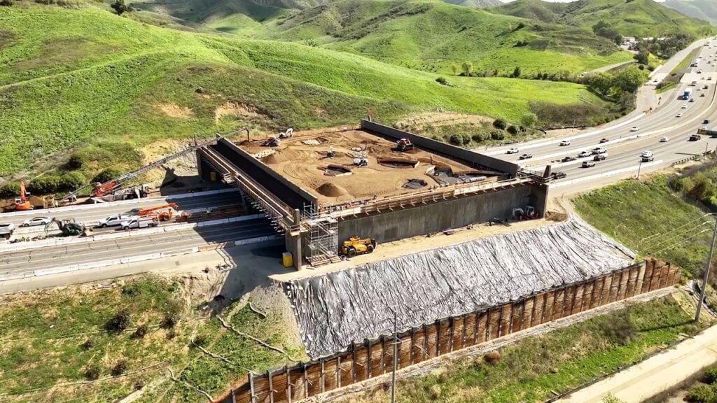 Wallis Annenberg Wildlife Crossing under construction World's Largest wildlife crossing California