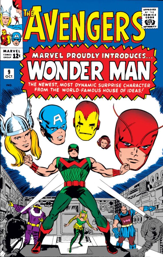Original Avengers comic book cover.

